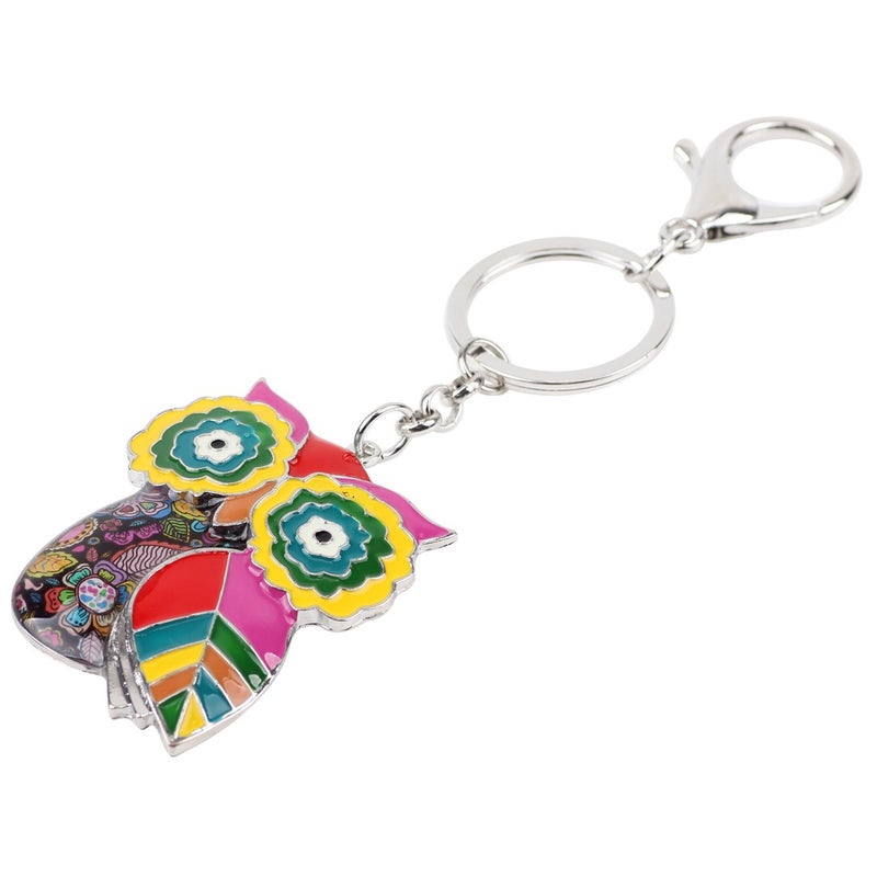 BONSNY Enamel Metal Chain Funny Owl Keychains For Women Car Keys Handbags Charms Accessories Gifts (multicolored) - Image 3